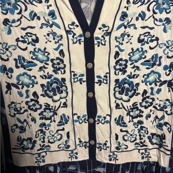 Anthropologie Tiny Semele Embroidered Patchwork Drop Waist Shirtdress Boho - Picture 7 of 11